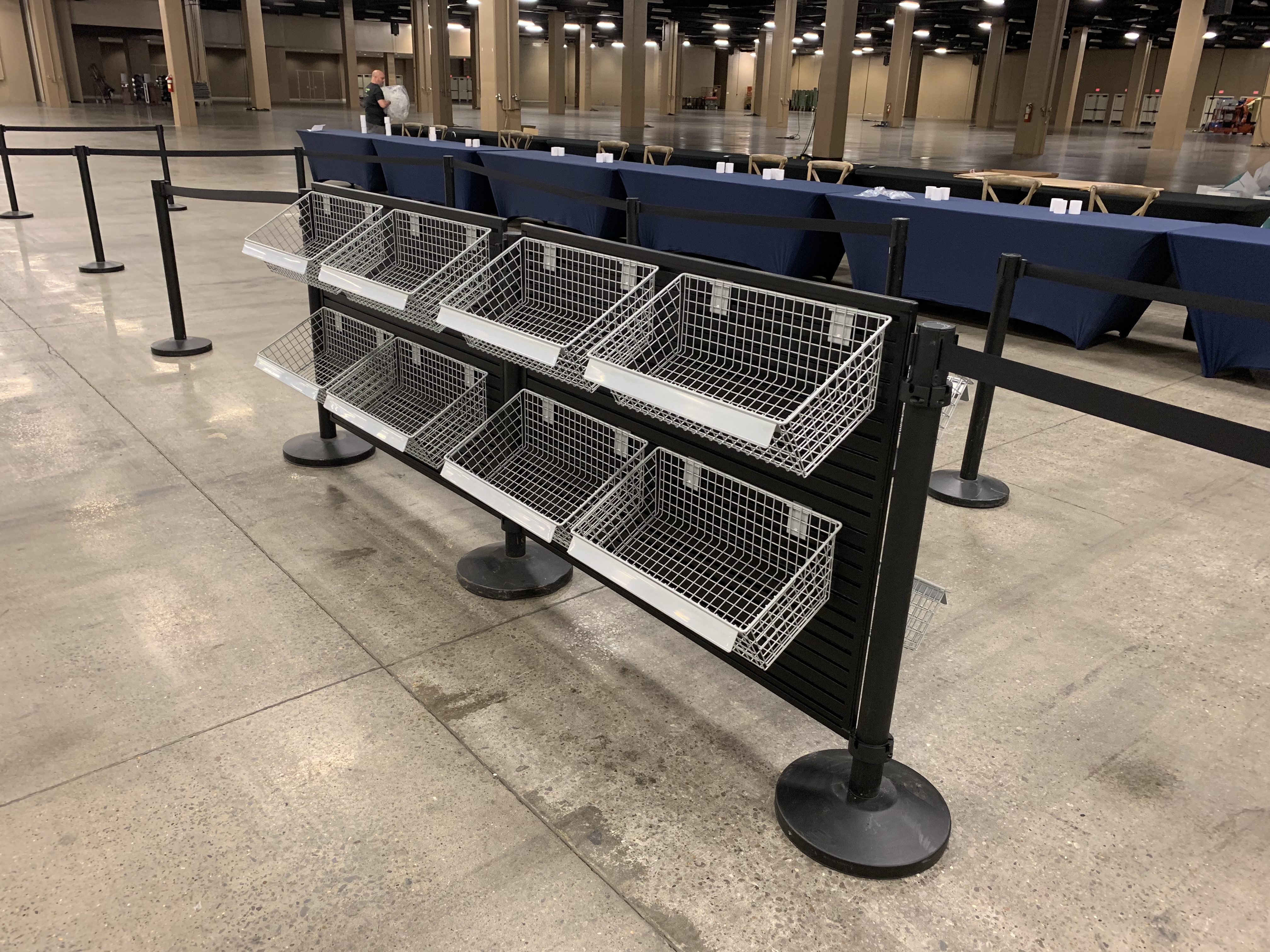 Double Sided Stanchion Panel 50″x 36″ w/ Wire Baskets 22″x 10″ Dream